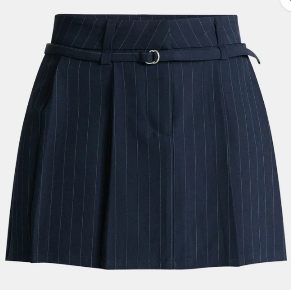 Nobo Navy Striped Pleated Mini Skirt Sz XL